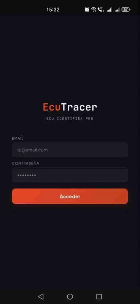 ECU Identifier Pro - login screen
