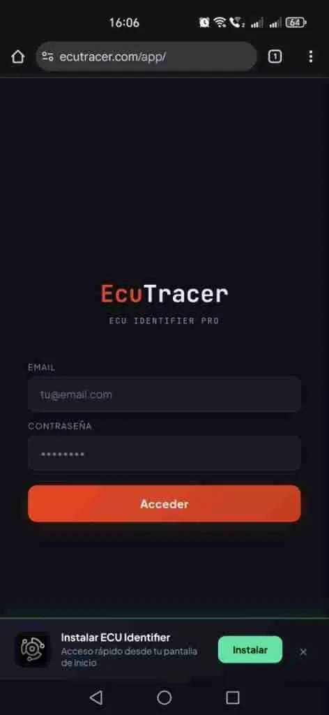 ECU Identifier Pro - Android installation banner