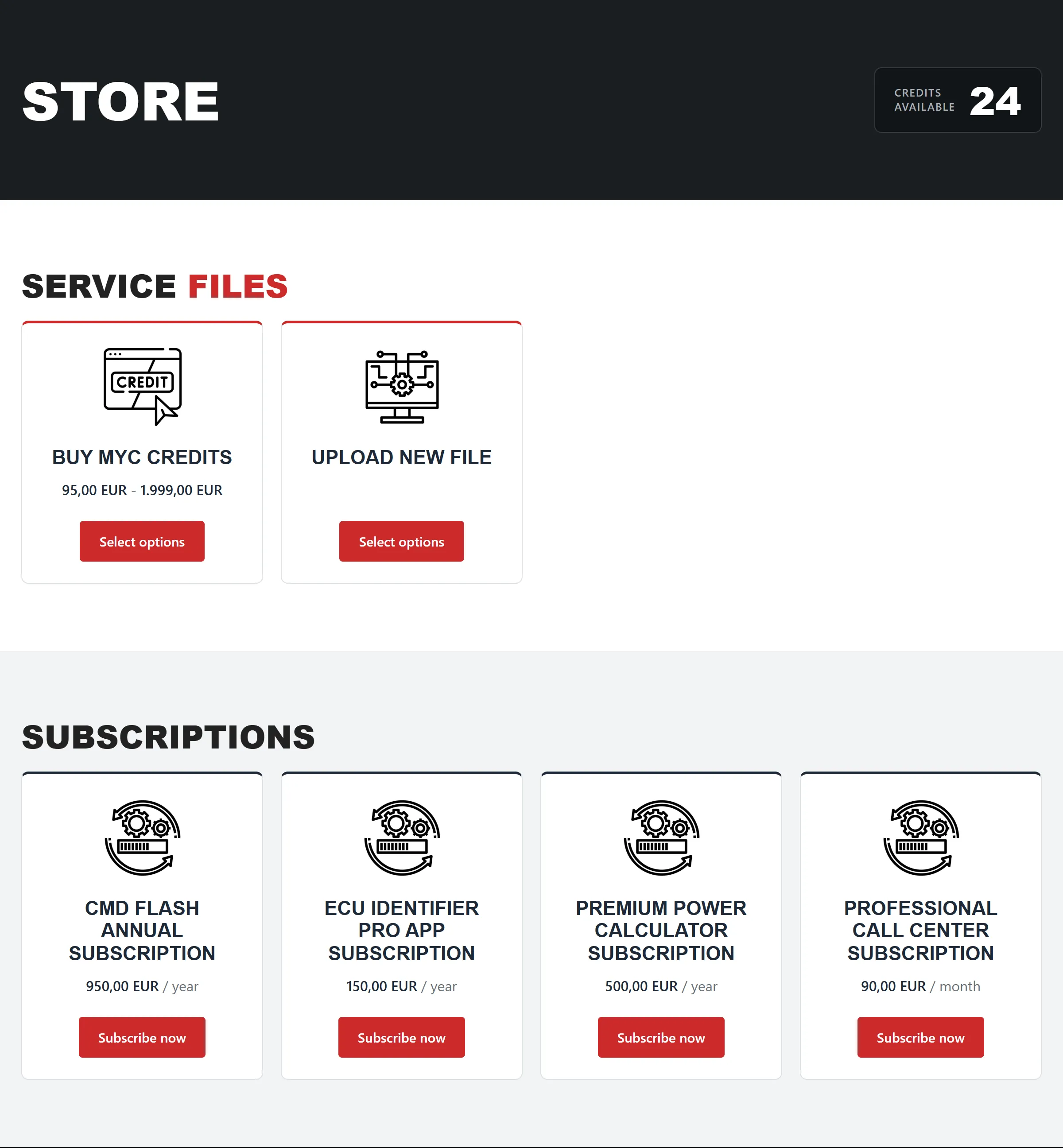 EcuTracer credit pack store
